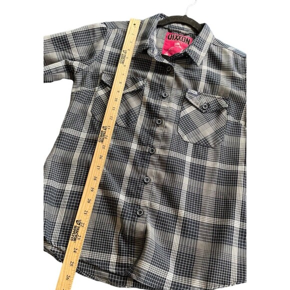 Dixxon Shirt Womens Medium Gray Blue The Paulson Plaid Button Up Flannel Pockets - Picture 11 of 12